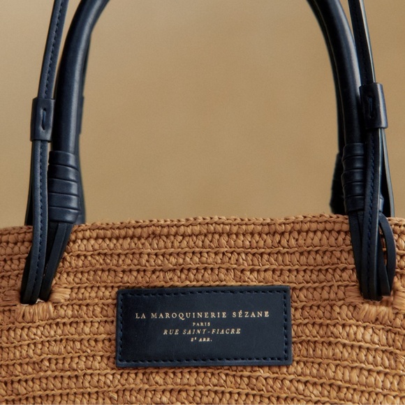 Sezane Justine Basket bag with navy - Picture 12 of 14